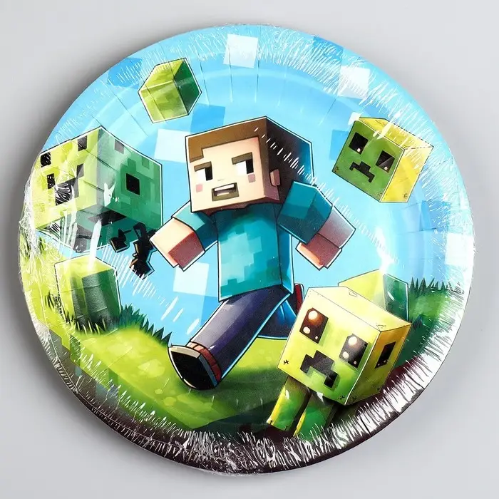 Тарелка одноразовая бумажная «Пиксели», 18 см