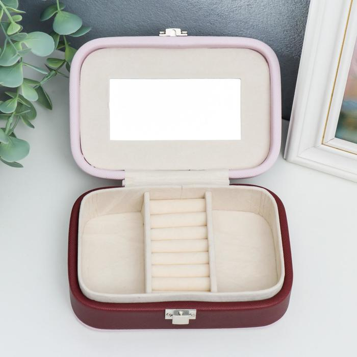 Шкатулка кожзам для украшений Шкатулка кожзам для украшений "Кактусы" нежно-розовая 5х15х10 см