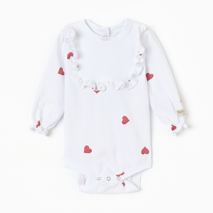 Боди детское с рюшами MINAKU, цвет молочный, рост 62-68 см Боди детское с рюшами MINAKU, цвет молочный, рост 62-68 см