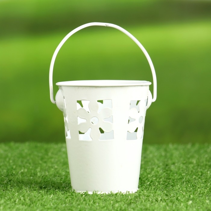 Кашпо  Кашпо "Ведерко" бабочки, цветы, МИКС, 7х8см