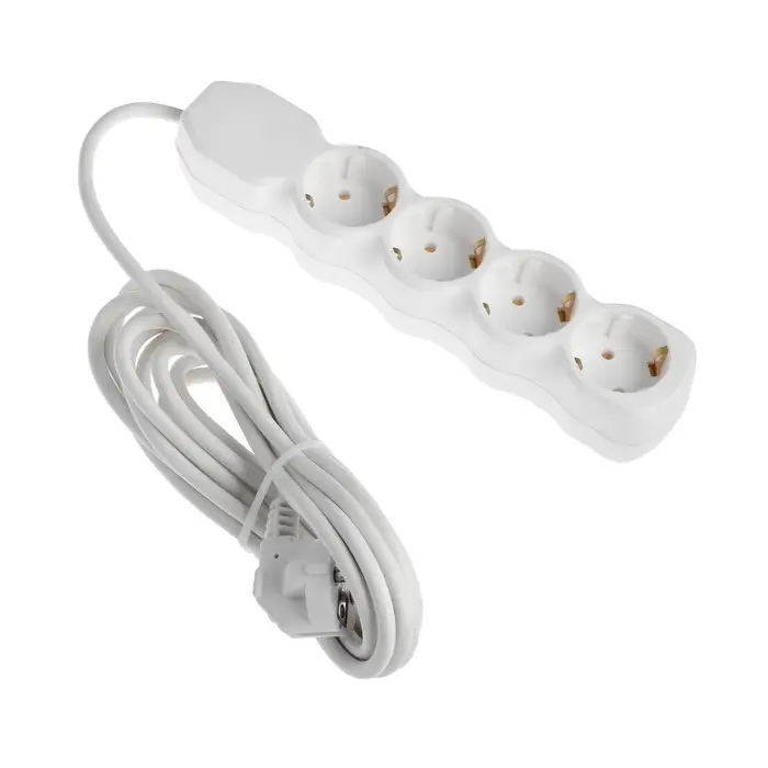 Удлинитель сетевой Luazon Lighting ECO, 4 розетки, 4.5 м, 16 А, 3500 Вт, заземление, белый