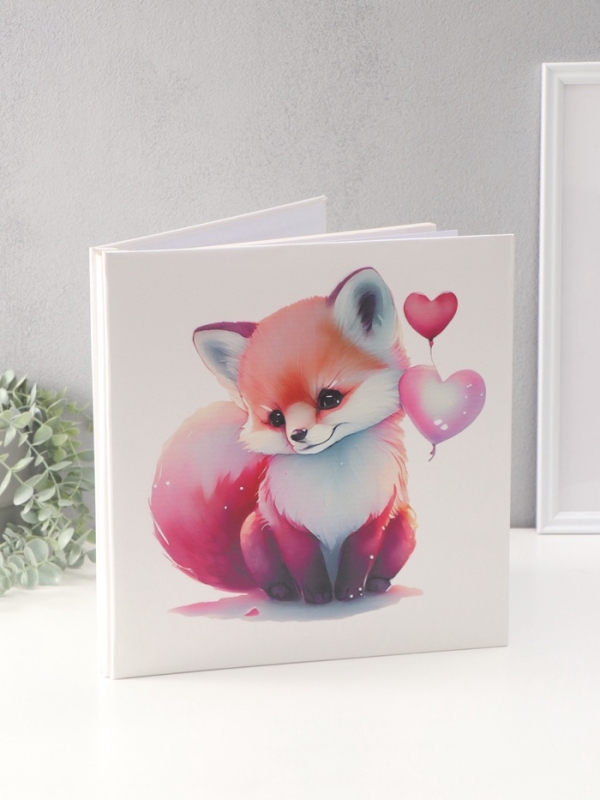 Фотоальбом магнитный 20 листов Фотоальбом магнитный 20 листов "Лисёнок с сердечками" кожзам, в коробке 2,6х32х33,5 см