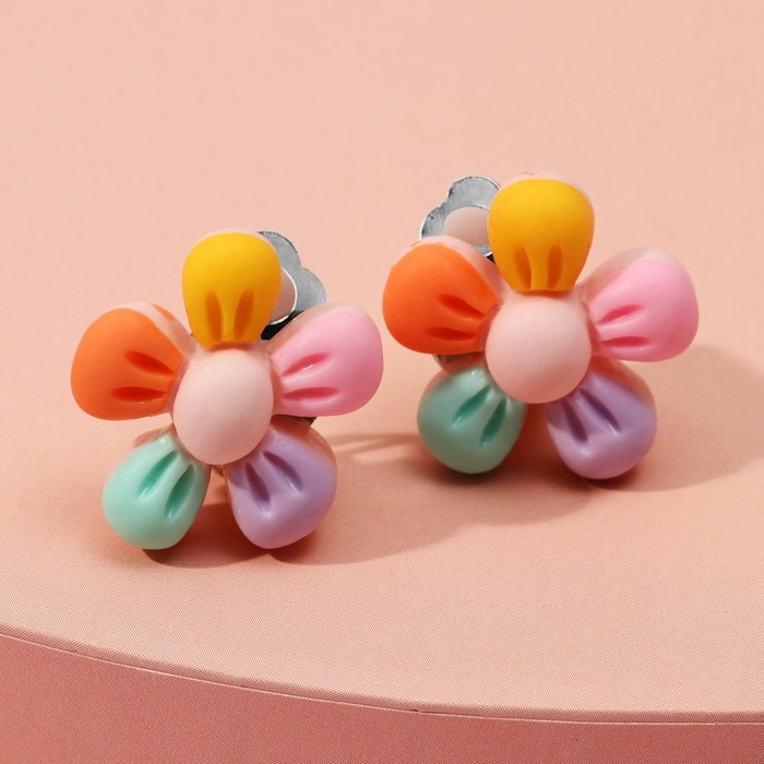 Клипсы детские «Выбражулька» цветочек пятилистник, цветные Клипсы детские «Выбражулька» цветочек пятилистник, цветные