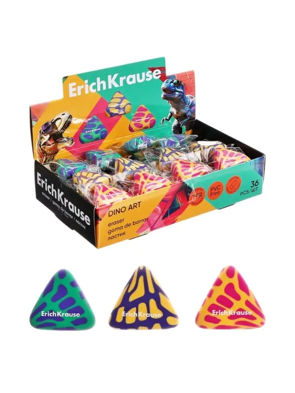 Ластик ErichKrause Dino Art, 28×26×10 мм, МИКС Ластик ErichKrause Dino Art, 28×26×10 мм, МИКС