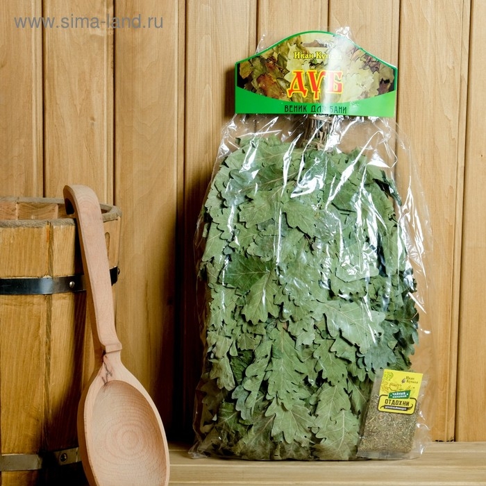 Набор веник ЭКСТРА из кавказского дуба с чайным напитком Набор веник ЭКСТРА из кавказского дуба с чайным напитком "Отдохни",в индивидуальной упаковке