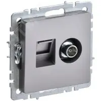 BRITE Розетка двойная TV+RJ45 кат.5E РТВ/РК12-БрС сталь
