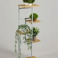 Подставка для цветов Greengo, 5 полок, 36&times;23&times;94 см, напольная, каркас металл, полки МДФ, белая