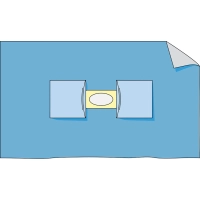 Простыня стерил. 1200х700 пл.42 с овал.отв. №2 для офталь голубая  Гекса