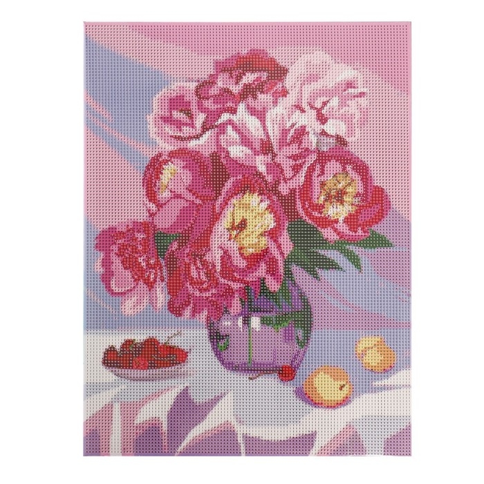 Алмазная мозаика на подрамнике с полным заполнением «Пионы в вазе», 30х40см Алмазная мозаика на подрамнике с полным заполнением «Пионы в вазе», 30х40см