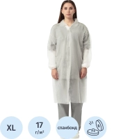 Халат н/с процед, рук.рез, на кнопках, XL, дл.110см, пл 17, белый, 10шт/уп