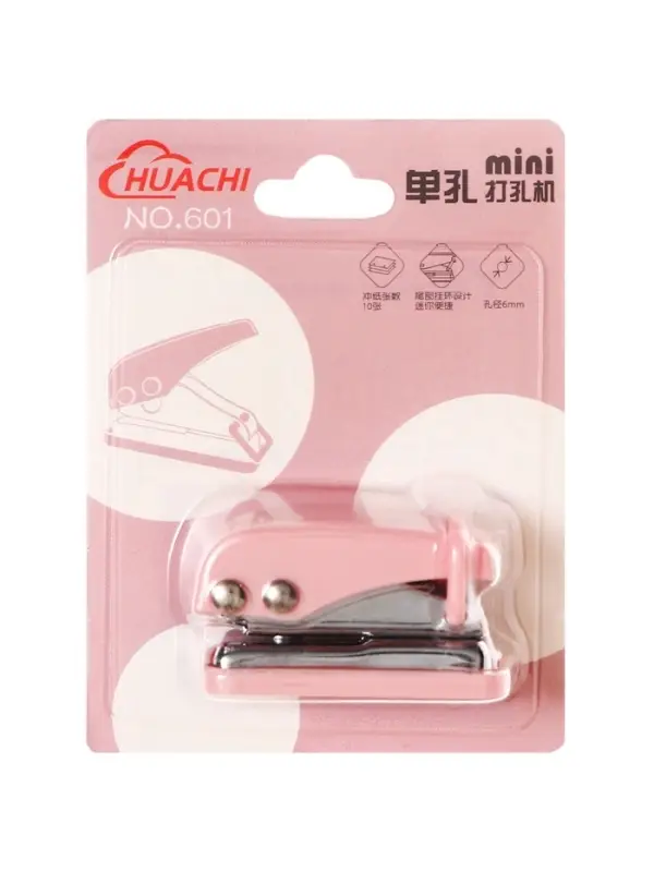 Дырокол на 1 отверстие, до 10 листов, металлический, МИКС