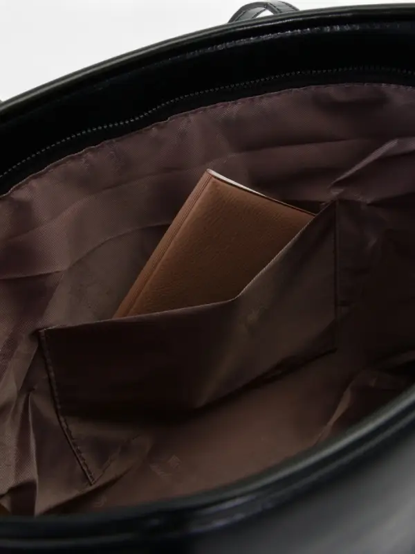 Сумка-шопер женская на молнии, размер 30.5&times;12&times;27 см, однотонная, чёрная