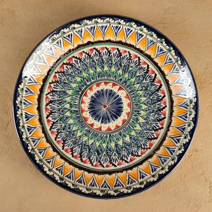 Ляган Риштанская Керамика "Узоры", 31 см, синий