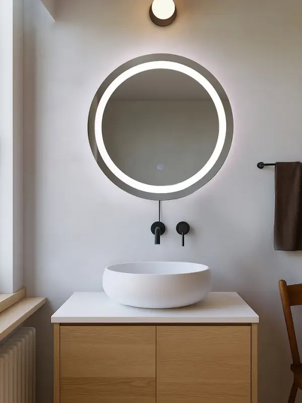 Зеркало интерьерное настенное, с подсветкой, с сенсорной кнопкой, 50&times;50 см