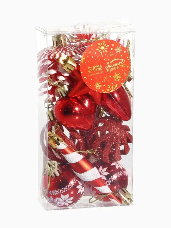 Ёлочные игрушки набор 12 шт. &laquo;Праздничный хоровод&raquo; 4 см, красный