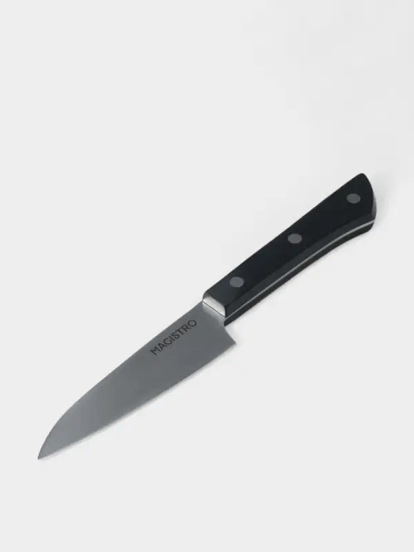 Нож кухонный овощной Magistro Hinshitsu, нержавеющая сталь, лезвие 10.6 см, длина 24 см, чёрный
