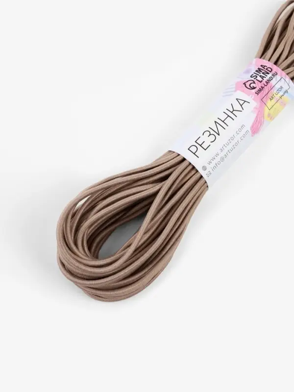 Резинка шляпная, 2 мм, 9&plusmn;0.5 м, 2 отрезка, бежевая