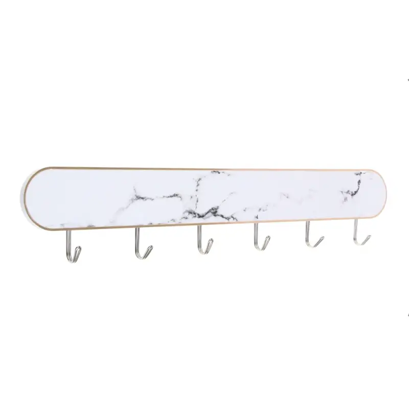 VETTA Планка &laquo;Белый мрамор&raquo; самоклеящаяся с 6 крючками, пластик, металл