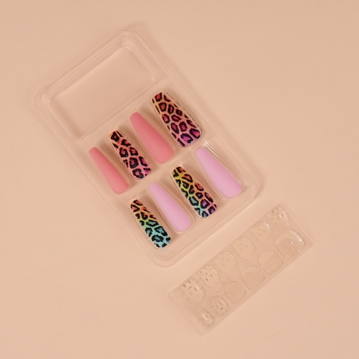 Накладные ногти «Яркий леопард», 12 шт, с клеевыми пластинами, форма балерина, разноцветные Накладные ногти «Яркий леопард», 12 шт, с клеевыми пластинами, форма балерина, разноцветные