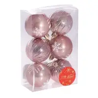 Ёлочные игрушки &laquo;Снежка&raquo;, шары новогодние, d=6 см, набор 6 шт., розовый