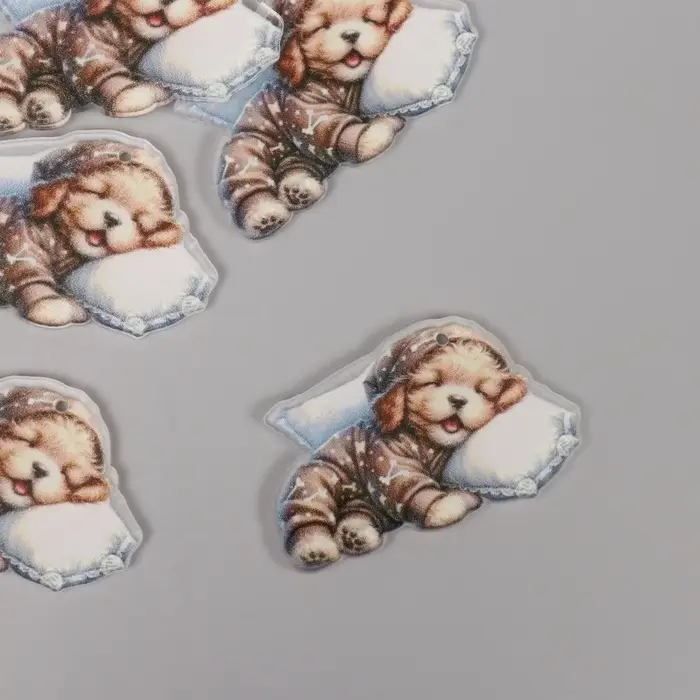 Декор для творчества акрил Декор для творчества акрил "Щеночек в пижамке сладко спит на подушке" 2,5х4,5х0,2 см