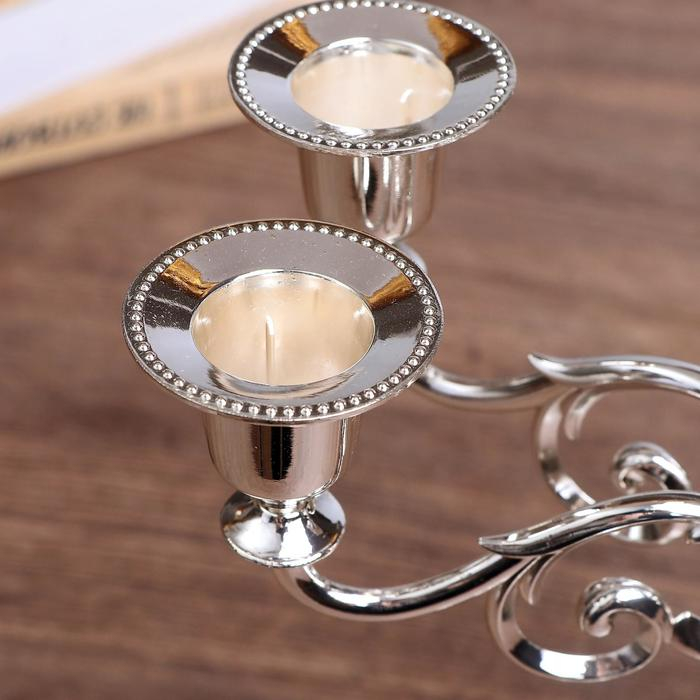 Подсвечник металл на 5 свечей Подсвечник металл на 5 свечей "Лаконичность" цвет хром 26,5х27,5х10 см