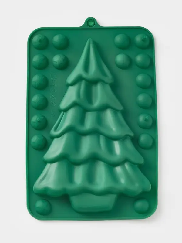Форма для выпечки 5 ячеек Форма для выпечки 5 ячеек "Ёлки" 21.,5.14.2,5 см, цвет зеленый