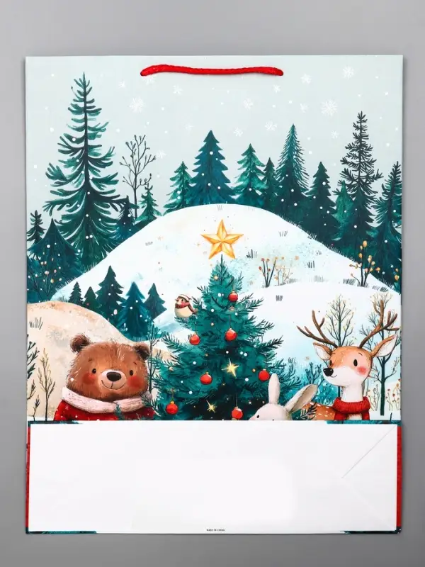 Пакет подарочный новогодний ламинированный, «Подготовка к Новому Году» , 33×10×42.5 см