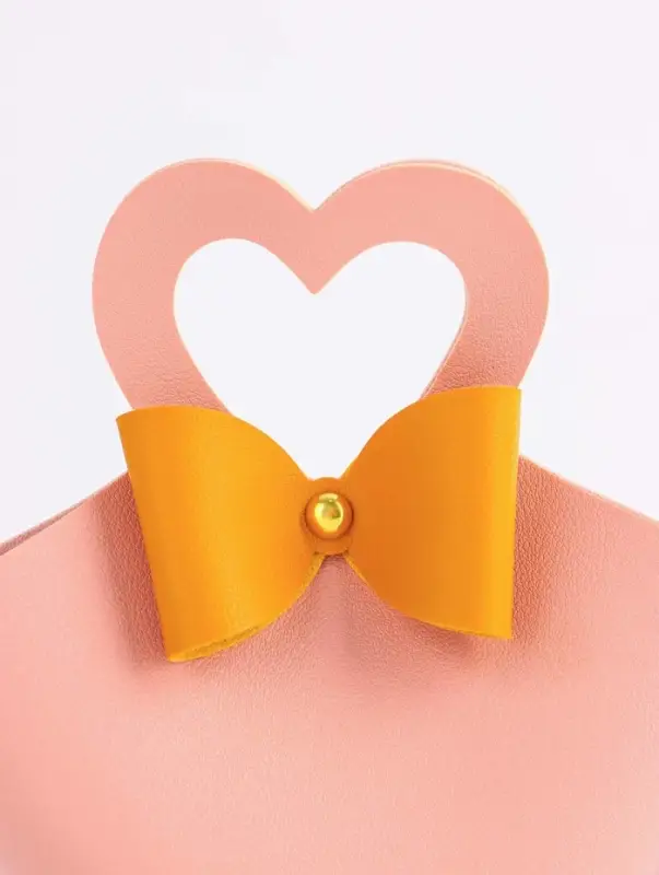 Кожаная подарочная сумочка для бижутерии и сувениров, розовая с бантом, 10.5&times;5&times;6 см