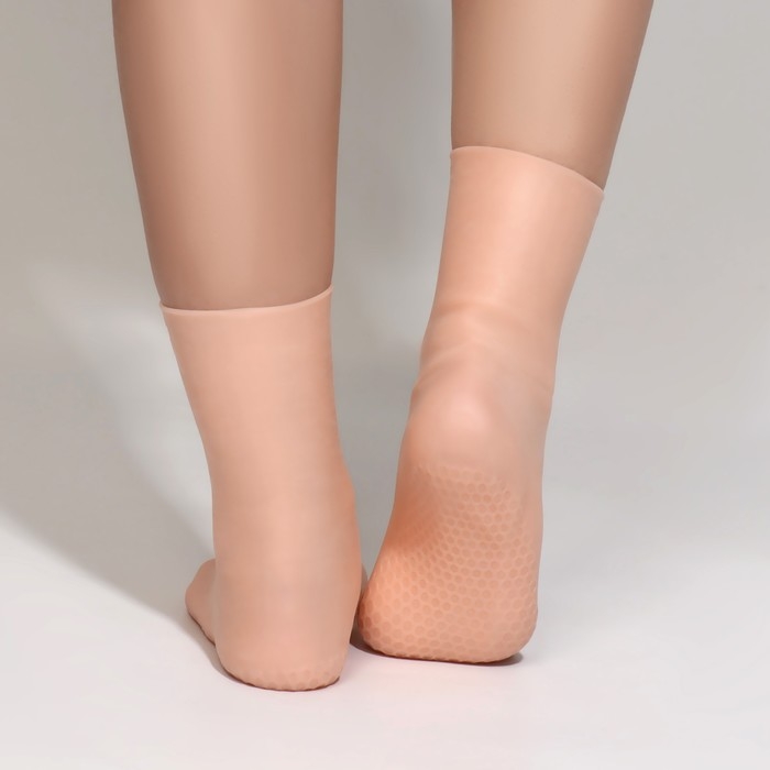 Носочки для педикюра, высокие, силиконовые, 21 × 19 см, ONE SIZE, цвет бежевый Носочки для педикюра, высокие, силиконовые, 21 × 19 см, ONE SIZE, цвет бежевый