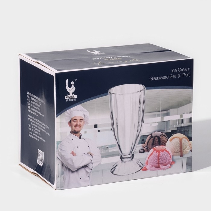 Набор стаканов Ice Cream, стеклянный, d=8 см, h=18.5 см, 320 мл, 6 шт Набор стаканов Ice Cream, стеклянный, d=8 см, h=18.5 см, 320 мл, 6 шт