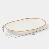 Блюдо сервировочное Magistro Poursephona, 37&times;24 см, фарфор, бежевое