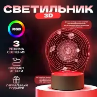 Светильник 3D RISALUX &laquo;Космос&raquo;, LED-ночник, RGB, от сети, 9.5&times;13&times;17.5 см