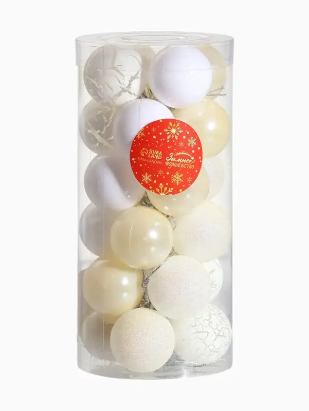 Ёлочные игрушки &laquo;Снег&raquo;, шары новогодние, набор 24 шт., d=4 см, белый