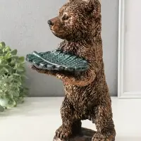 Копилка-подставка для мелочей "Мишка с листком" 34х18 см, бронза с серебром Копилка-подставка для мелочей "Мишка с листком" 34х18 см, бронза с серебром