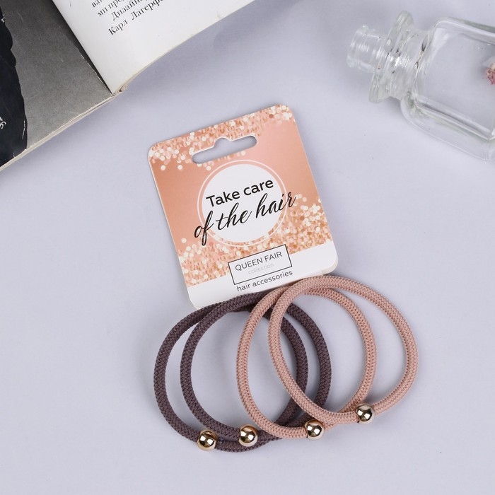 Резинка для волос Резинка для волос "Плетение" (набор 4 шт) коричневый