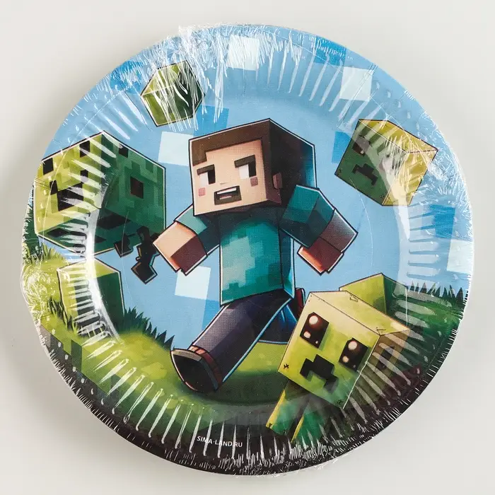 Тарелка одноразовая бумажная «Пиксели», 18 см