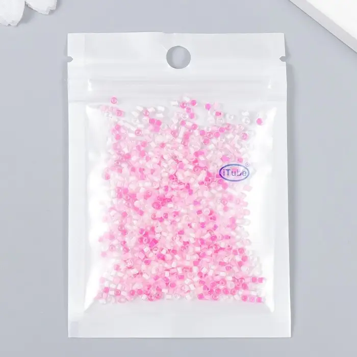 Бисер стекло 12/0  Бисер стекло 12/0 "Прозрачный. Цветная серединка. Розовый" 10 гр