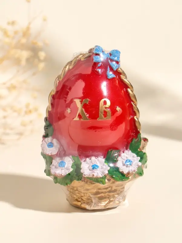 Свеча декоративная "Пасхальное яйцо в корзинке" 7х10,5 см, 130 гр