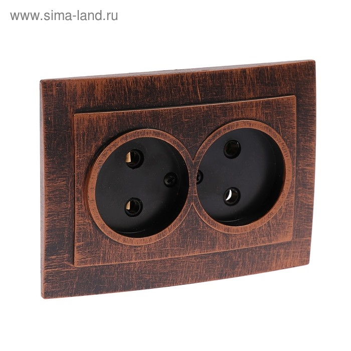 Розетка  Розетка "Элект" RS 16-237-ЧМ, 16 А, 250 В, двухместная, скрытая, без з/к, черная под медь