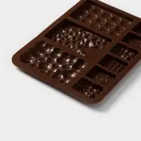 Форма для шоколада Доляна &laquo;Шоколадное ассорти&raquo;, силикон, 20&times;14.8&times;0.7 см, 9 ячеек, коричневая