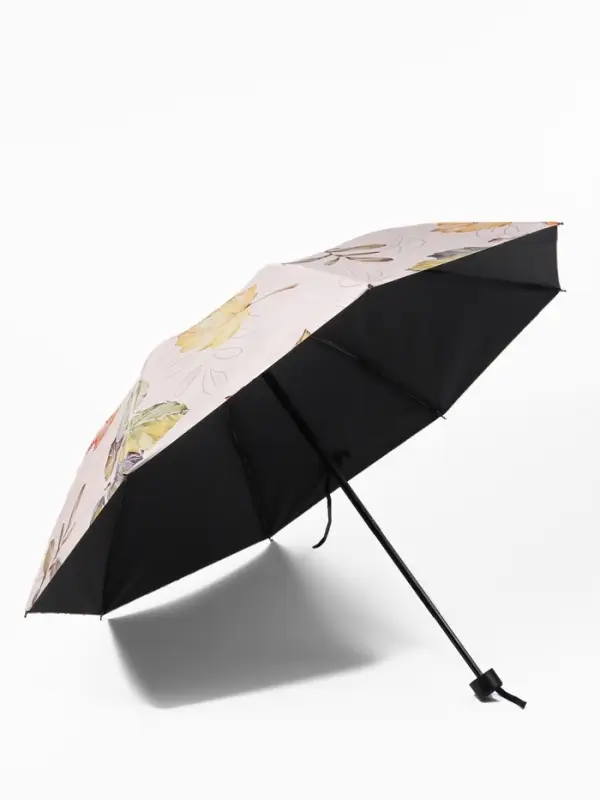 Зонт механический &laquo;Листопад&raquo;, эпонж, 4 сложения, 8 спиц, R=48/56 см, d=96 см, МИКС