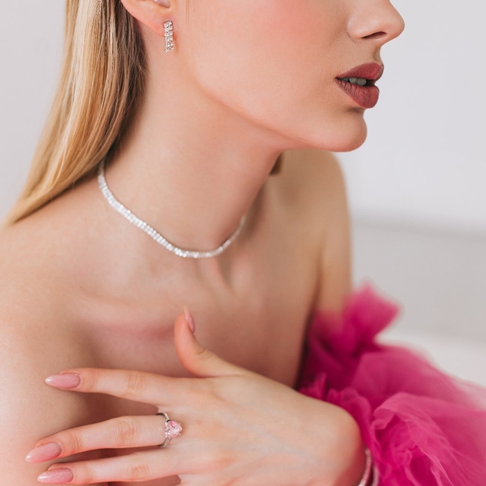 Набор 2 предмета: серьги, чокер «Лёд» два ряда, цвет белый в серебре, 32 см Набор 2 предмета: серьги, чокер «Лёд» два ряда, цвет белый в серебре, 32 см