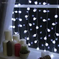 Гирлянда &laquo;Занавес&raquo; 2&times;1.5 м с насадками &laquo;Ёжики&raquo;, IP20, прозрачная нить, 360 LED, свечение белое, 8 режимов, 220 В
