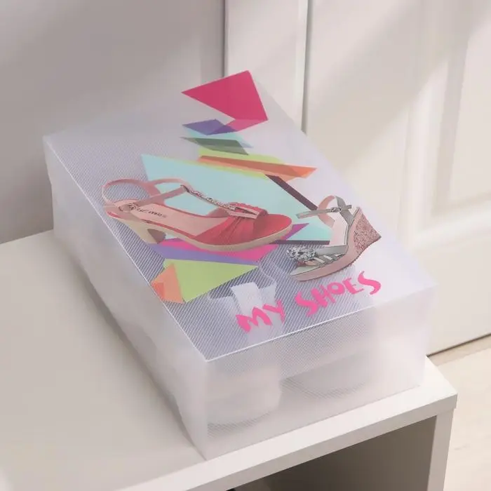 Короб для хранения обуви с ручкой «Босоножки», 31×18×11 см, цвет прозрачный