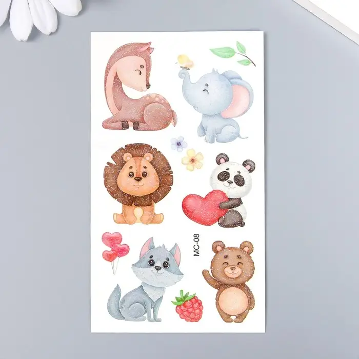 Переводные тату на тело цветные «Зоомир. Любовь и цветы», 12×7.5 см