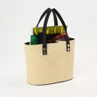 Сумка плетёная из пандана, 26&times;15&times;38 см, бежево-чёрная