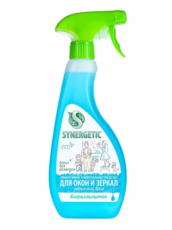 Средство для мытья окон и зеркал Synergetic «Океанский бриз», 500 мл