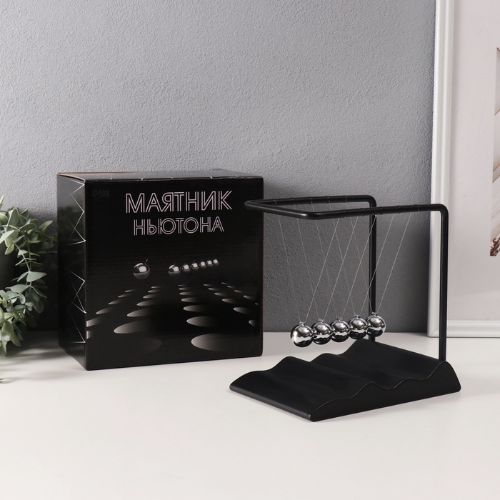 Маятник пластик Маятник пластик "Шары Ньютона. Водопад" чёрный 12,4х18,8х19,6 см