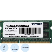 Модуль памяти Patriot DDR3L SO-DIMM 8Gb 1600МГц CL11 (PSD38G1600L2S)